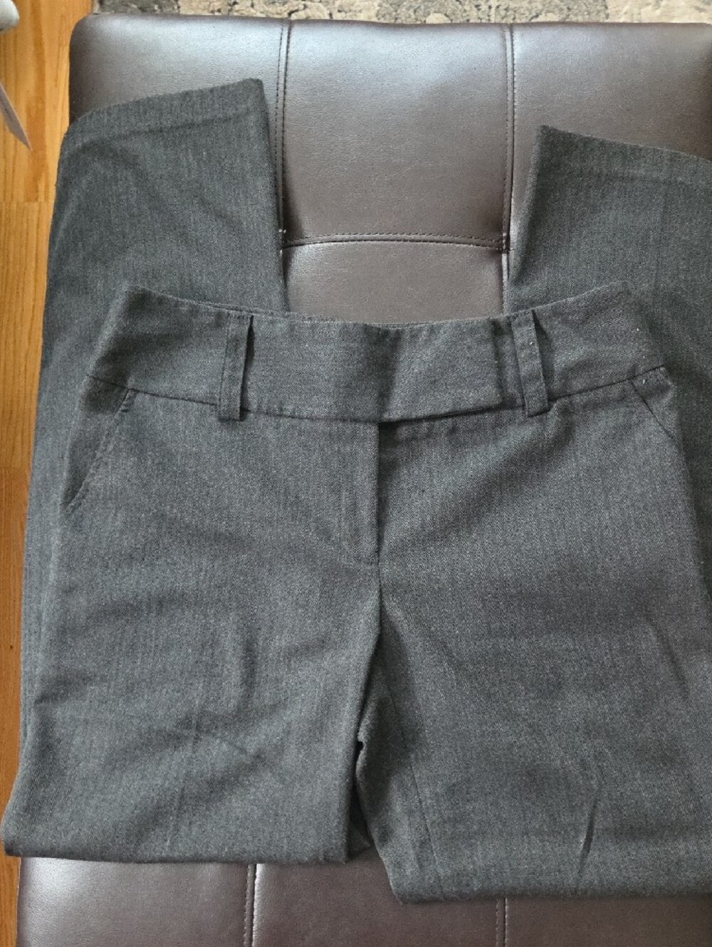 AB Studio Charcoal Herringbone Dress Pants